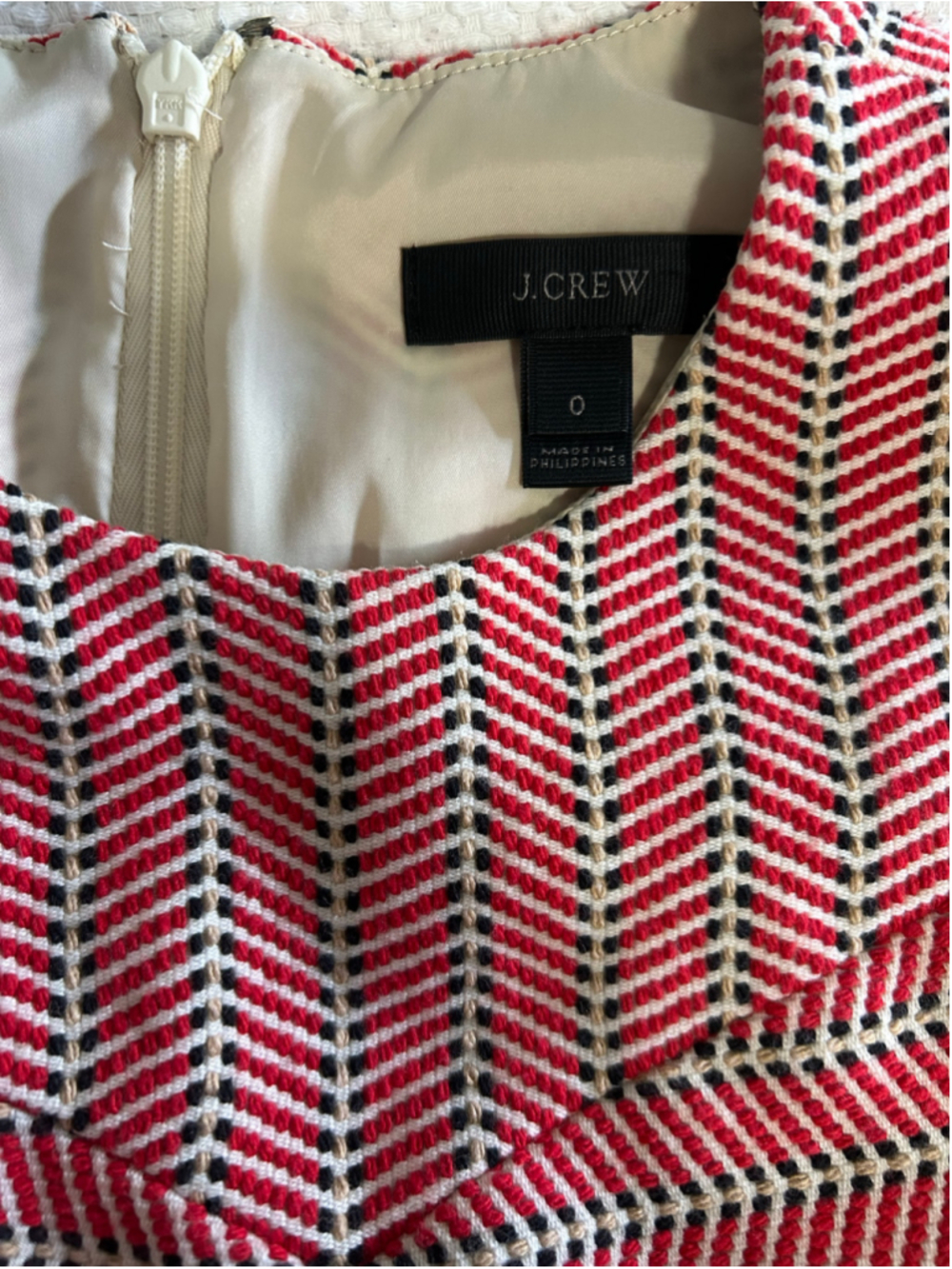 Women's J.Crew Red and Black Herringbone Mini Dress Size 0